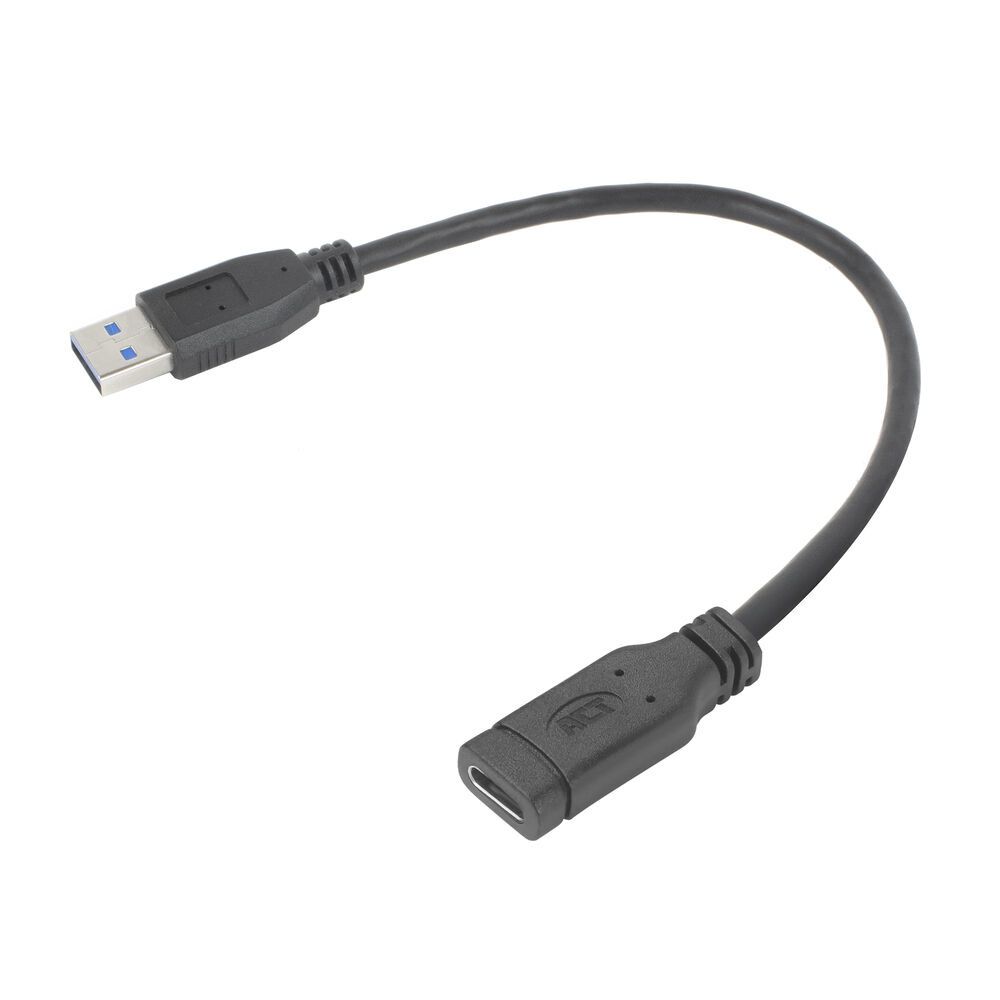 ACT USB Type-A male to USB Type-C female adapter cable 0,2m Black