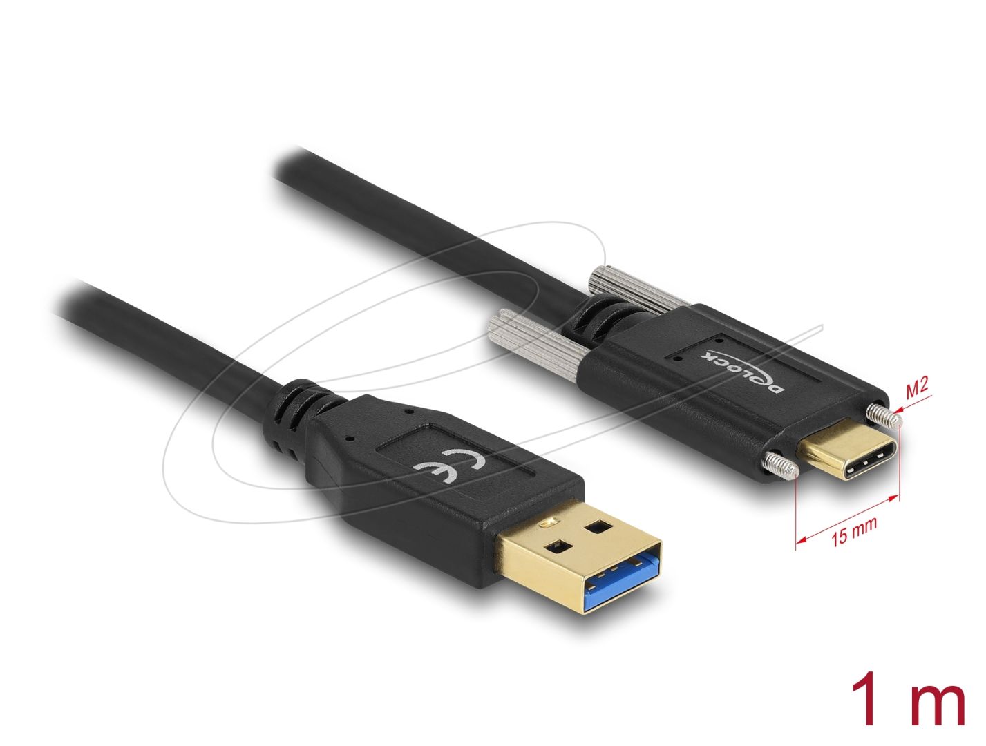 DeLock USB Type-A male to USB Type-C male cable 1m Black
