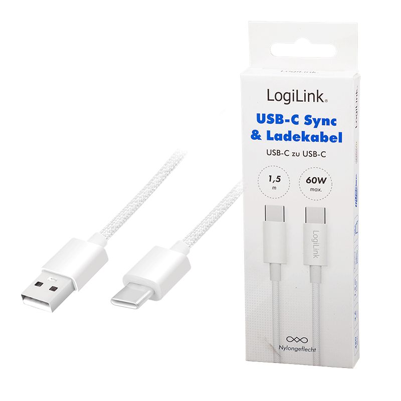 Logilink USB 2.0 Type-C male/male Cable 1m White
