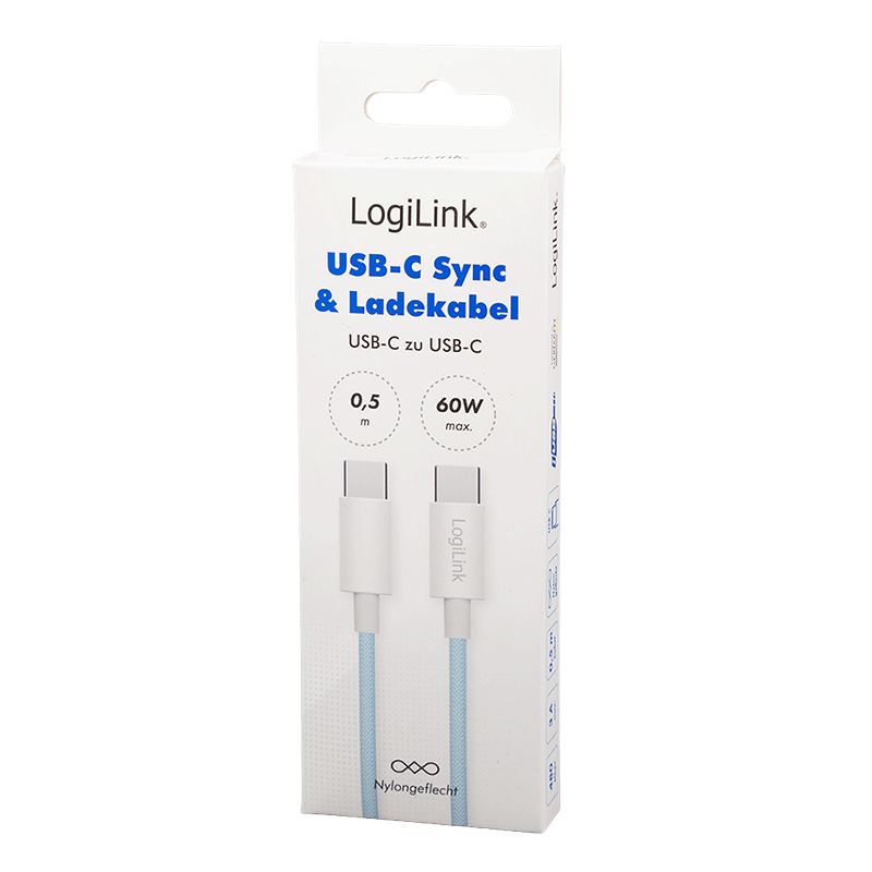 Logilink USB 2.0 Type-C male/male cable 0,5m Blue
