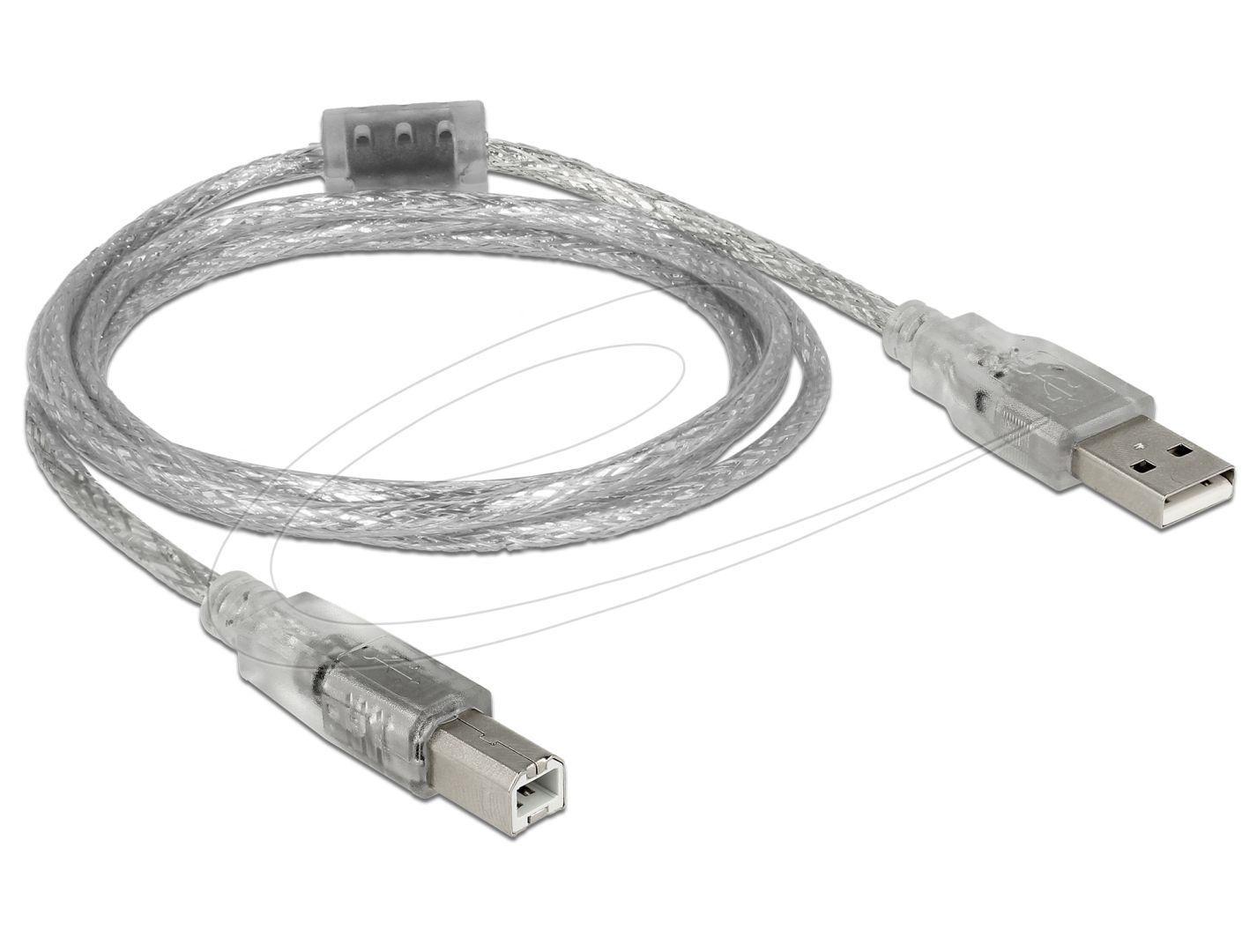 DeLock USB 2.0 Type-A male to USB 2.0 Type-B male 1,5m cable Transparent
