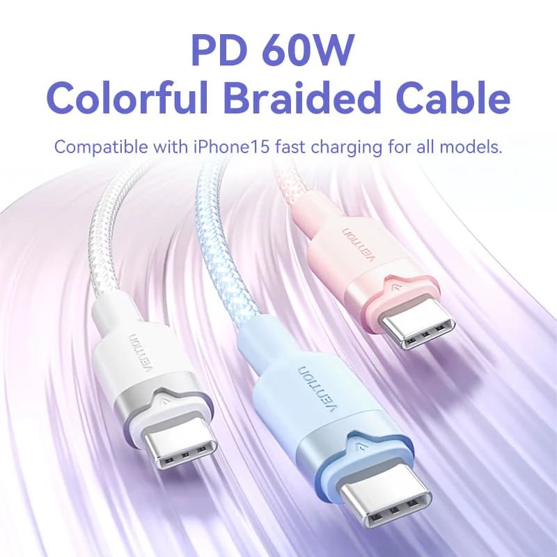 Vention USB 2.0 Type-C Male to Type-C Male 3A Cable 2m White