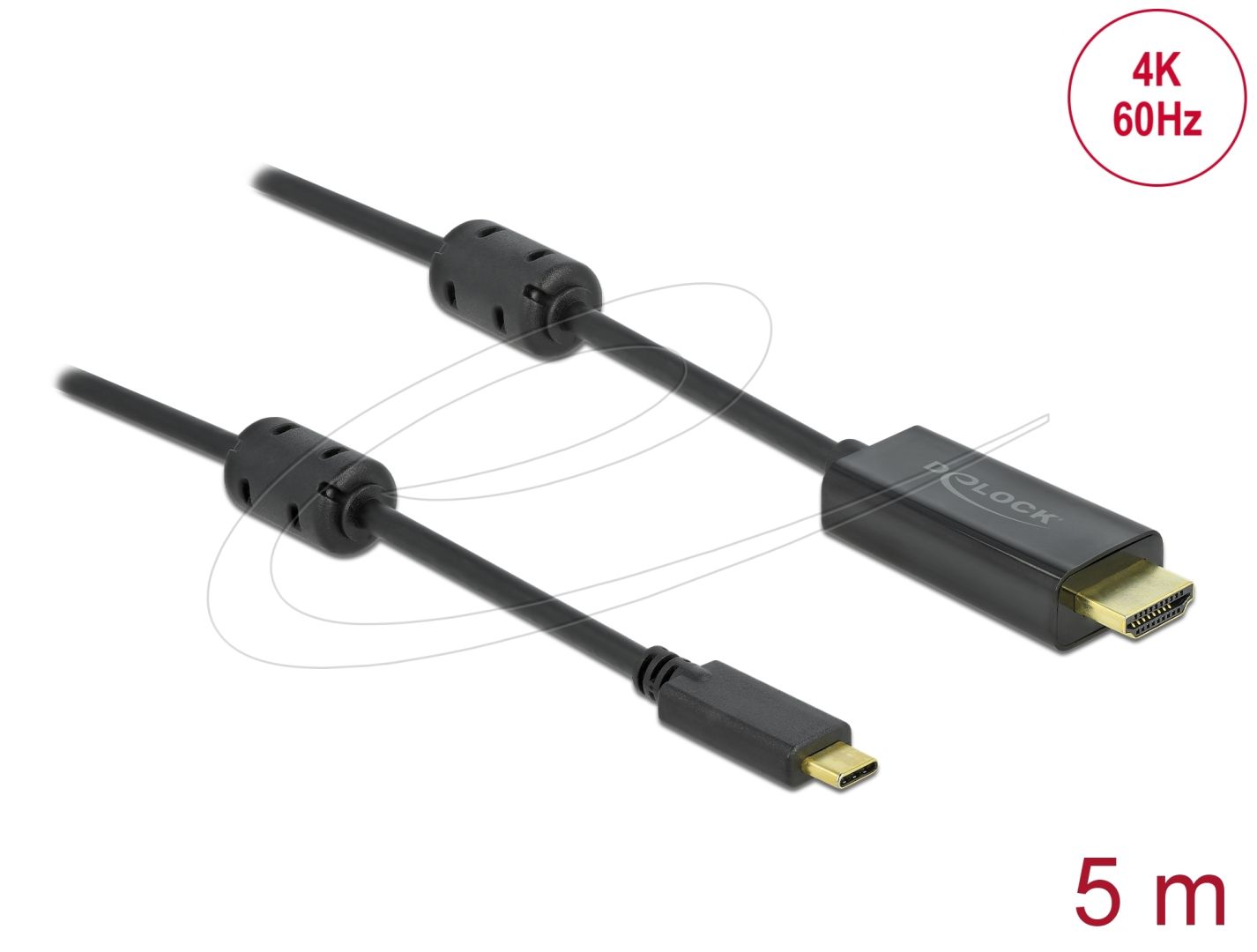 DeLock USB Type-C to HDMI Cable (DP Alt Mode) 4K 60 Hz 5m Black