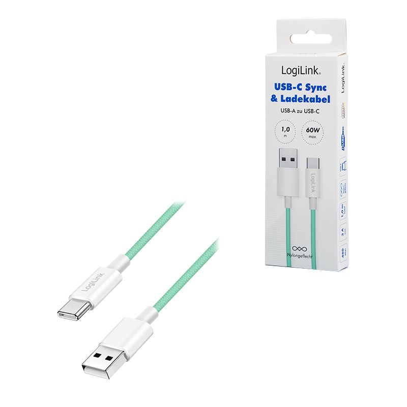 Logilink USB 2.0 Type-C A/M to C/M cable 1m Green