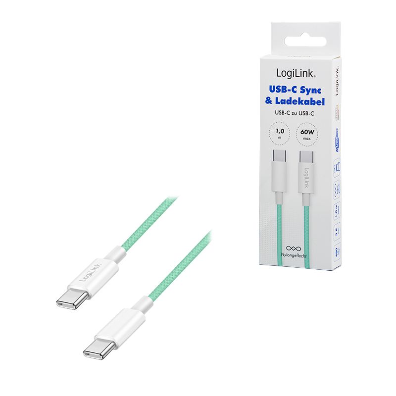 Logilink USB 2.0 Type-C C/M to C/M cable 1m Green