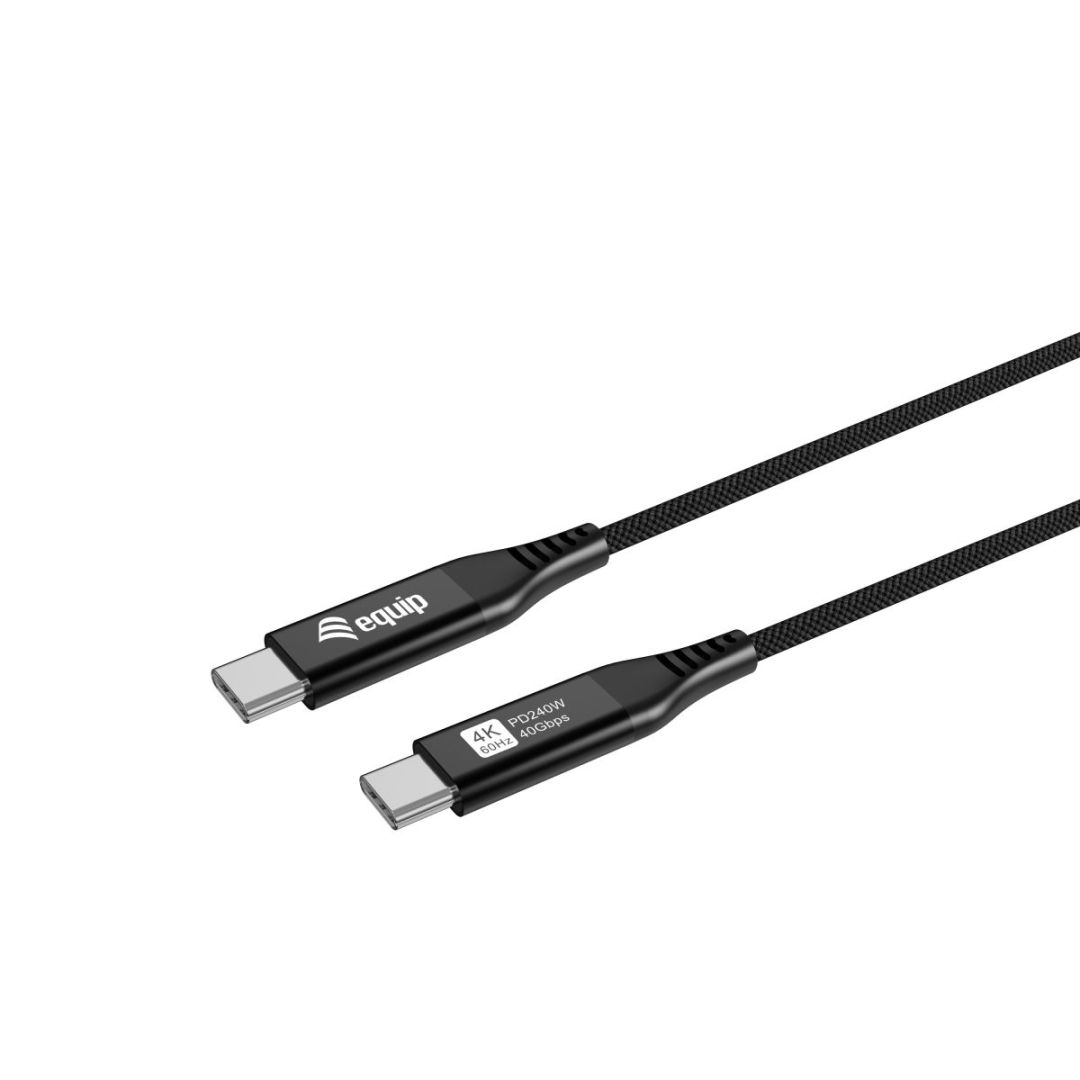 EQuip USB4 Ultra Slim Cable USB-C Male to USB-C Male 1.2m 40Gbps PD 3.1 240W 8K/60Hz Thunderbolt 3/4 Compatible Black