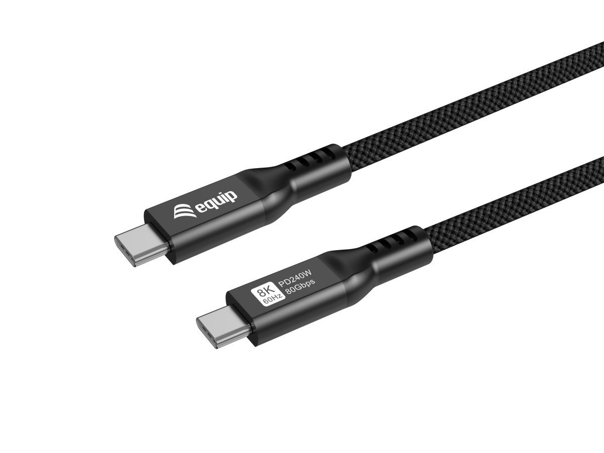 EQuip USB4 Cable USB-C Male to USB-C Male 2.0m 80Gbps PD 3.1 240W 8K/60Hz Thunderbolt 3/4 Compatible Black