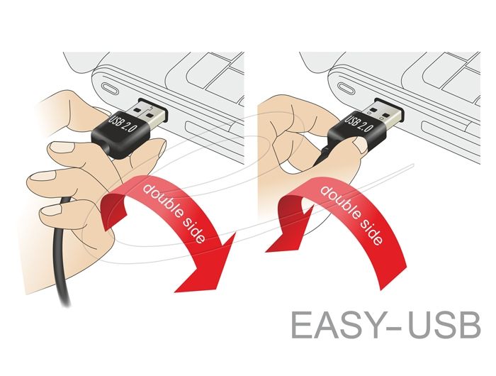 DeLock EASY-USB 2.0 Type-A male > EASY-USB 2.0 Type Micro-B male angled left/right 2m Black