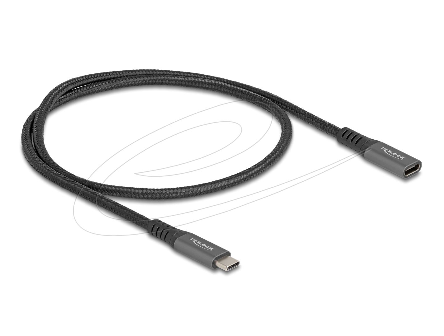 DeLock USB Type-C male to female PD 3.0 100W cable 0,5m Grey Metal