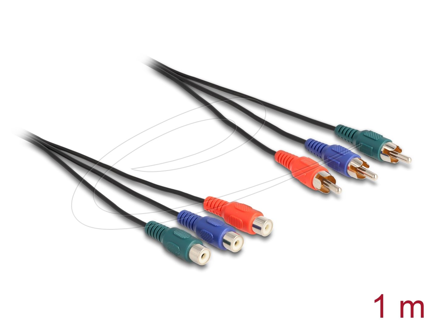 DeLock RCA RGB Extension Cable 3 x male to 3 x female 1m Black