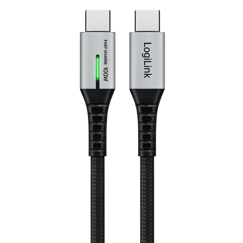 Logilink 3.2 Gen2 Type-C cable C/M  to C/M 100W 4K LED metal 1,5m Black