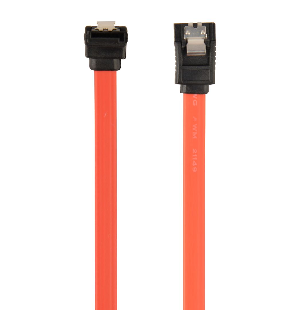 Gembird SATA3 10cm data cable with 90 degree bent connector metal clips Red