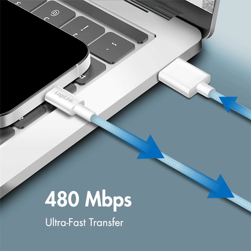 Logilink USB 2.0 Type-C C/M to A/M 60W cable 1,5m Blue