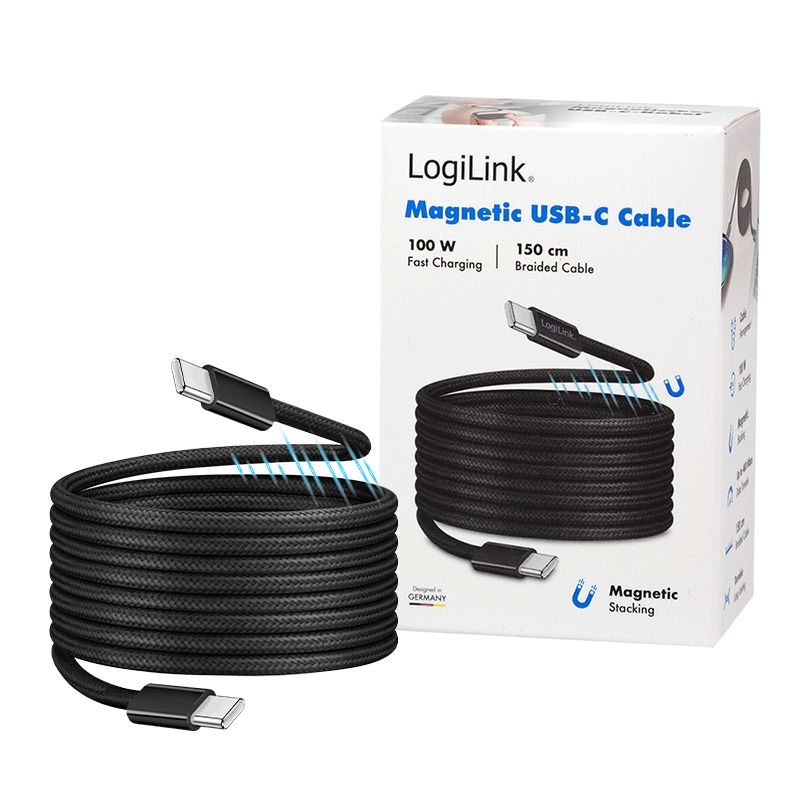 Logilink USB 2.0 Type-C C/M to C/M 100W cable 1,5m Black
