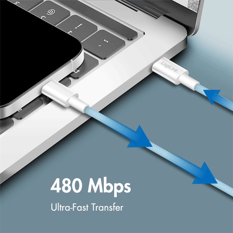 Logilink USB 2.0 Type-C C/M to C/M 60W cable 1,5m Blue