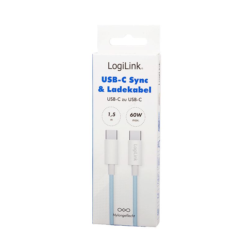 Logilink USB 2.0 Type-C C/M to C/M 60W cable 1,5m Blue