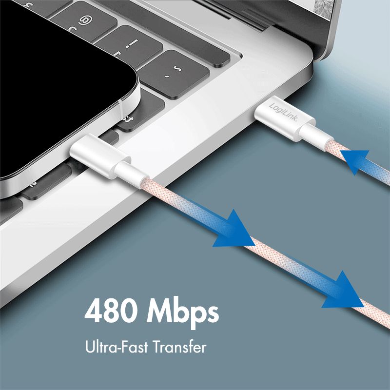Logilink Logilink USB 2.0 Type-C C/M to C/M 60W cable 0,5m Pink