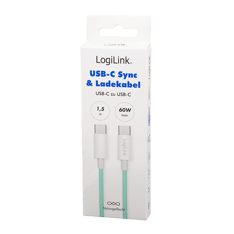 Logilink Logilink USB 2.0 Type-C C/M to C/M 60W cable 1,5m Green