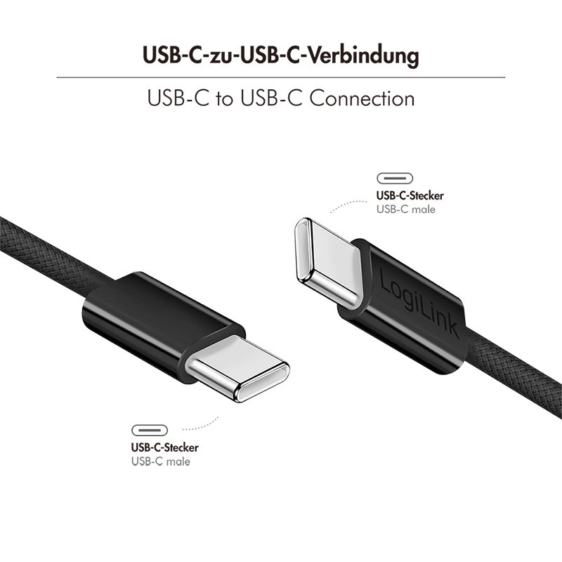 Logilink Logilink USB 2.0 Type-C C/M to C/M 60W magnet cable 1m Black