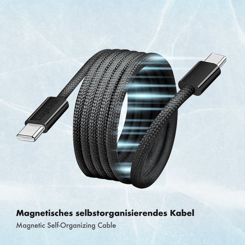 Logilink Logilink USB 2.0 Type-C C/M to C/M 60W magnet cable 1m Black