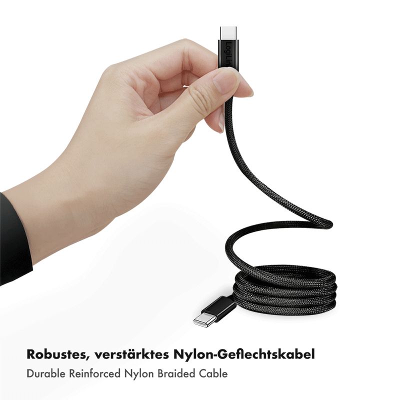 Logilink Logilink USB 2.0 Type-C C/M to C/M 60W magnet cable 1m Black