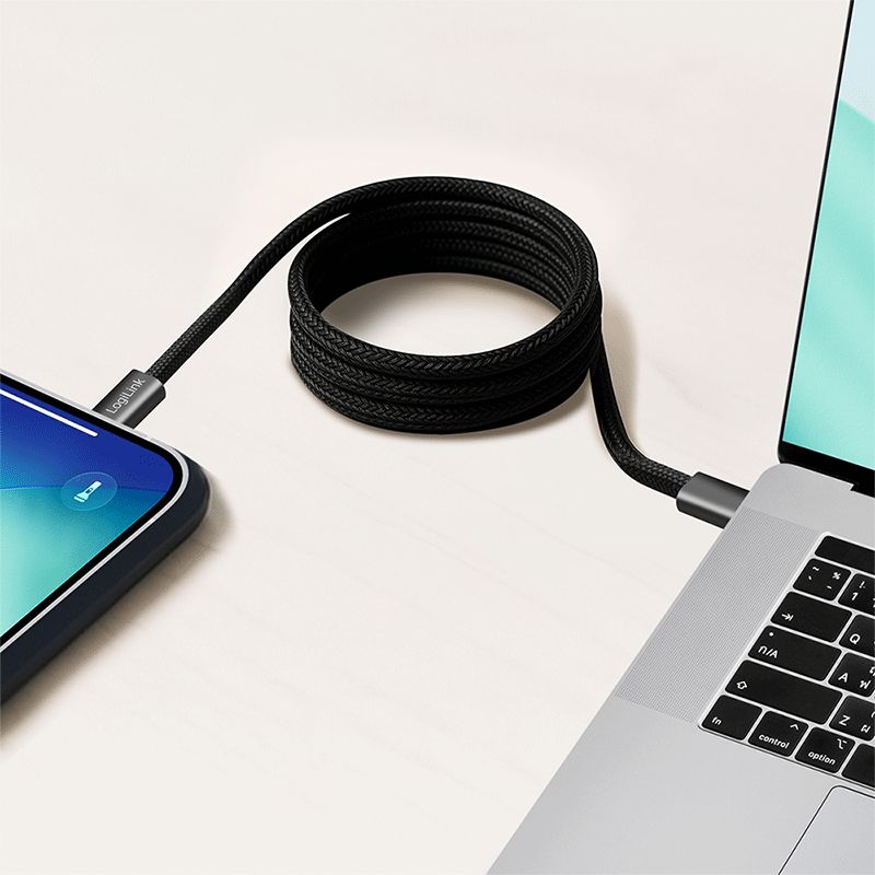 Logilink Logilink USB 2.0 Type-C C/M to C/M 60W magnet cable 1m Black