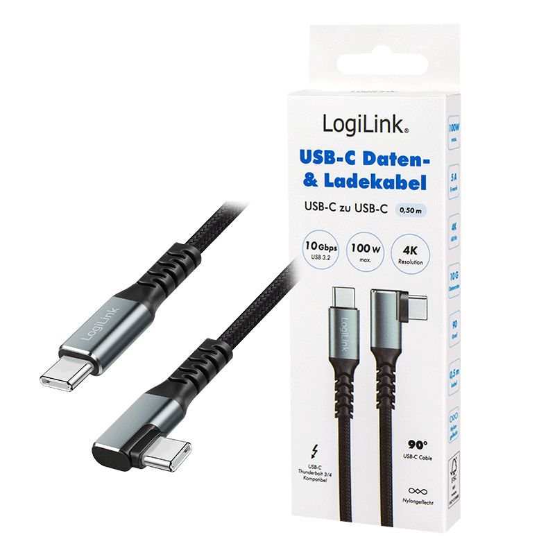 Logilink USB 3.2 Gen2 Type-C male/male 100W 4K cable 0,5m Black