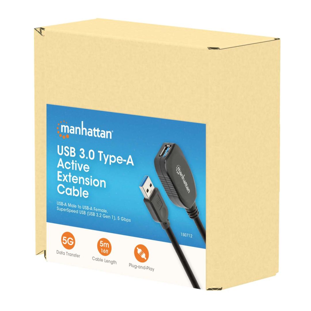 Manhattan USB 3.2 Type-A Active Extension Cable 5m Black
