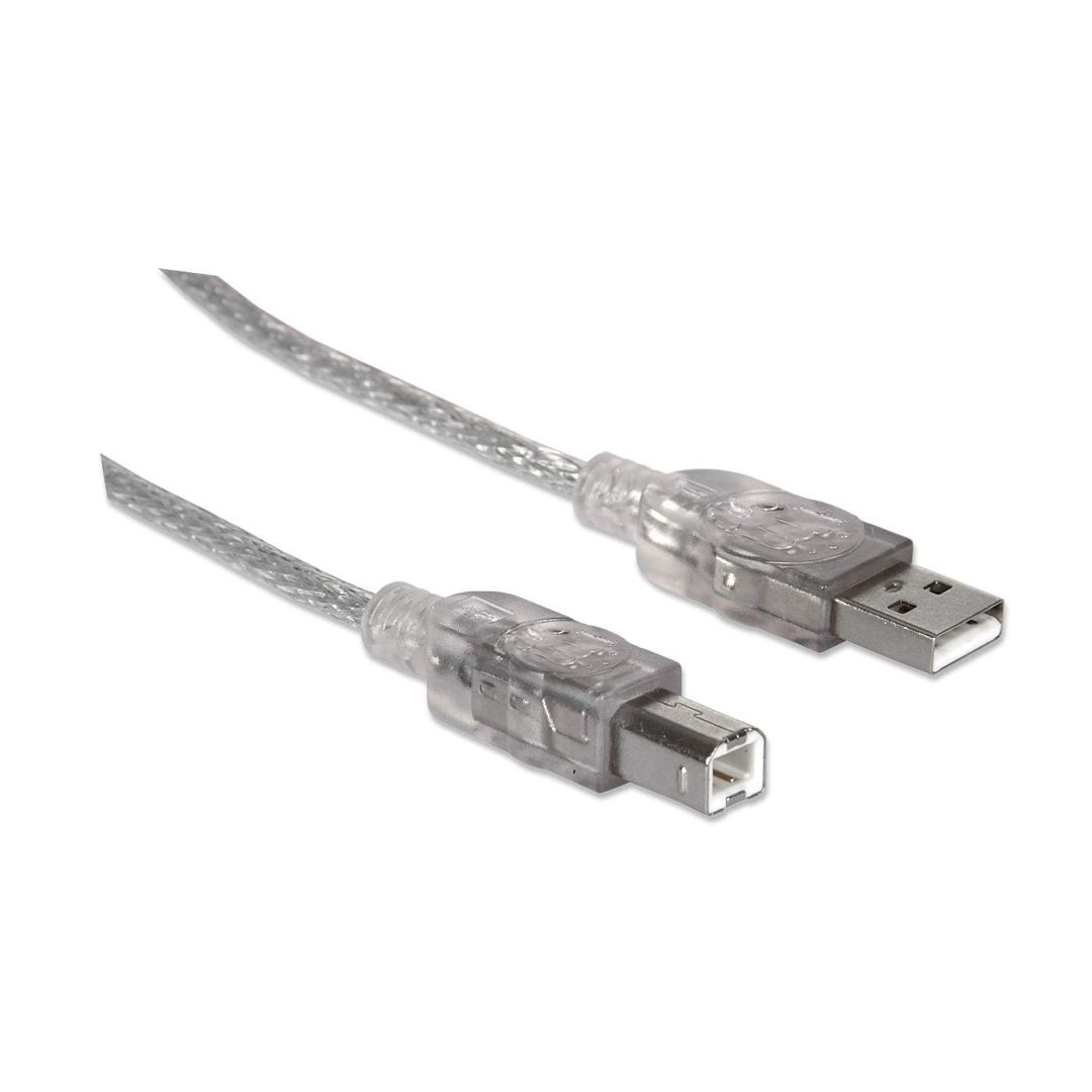 Manhattan USB 2.0 Type-A to Type-B Cable 5m Translucent Silver