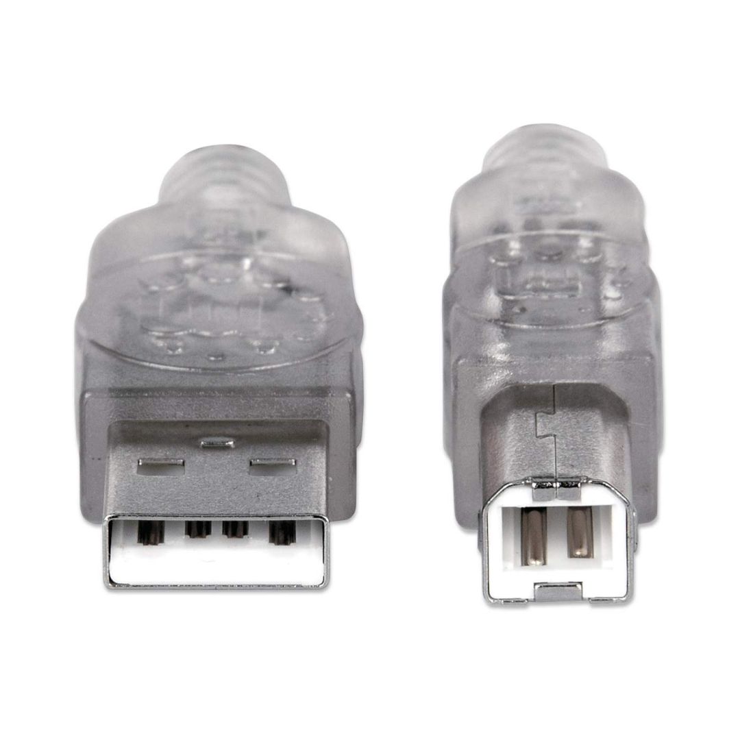 Manhattan USB 2.0 Type-A to Type-B Cable 5m Translucent Silver