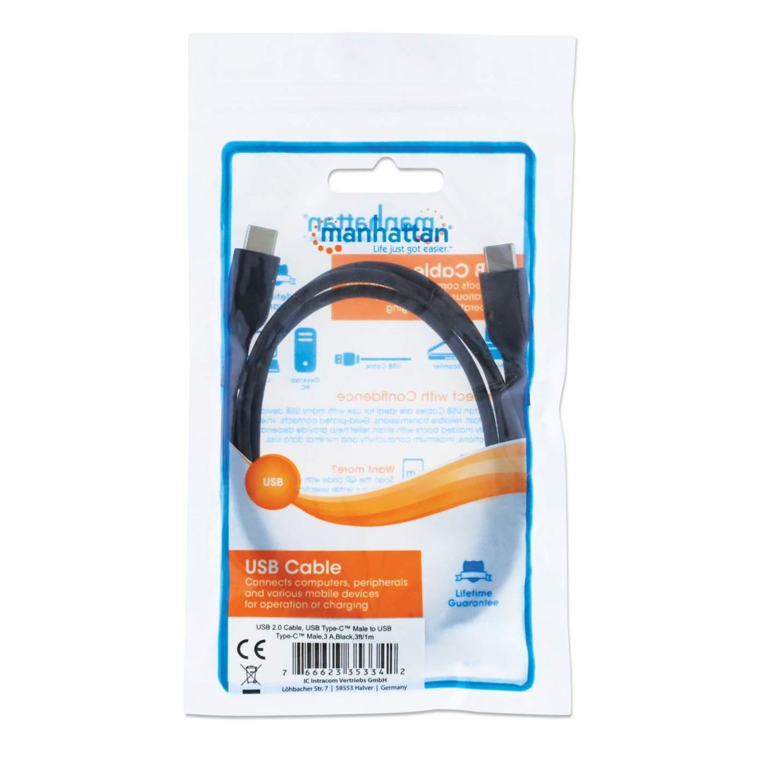 Manhattan USB 2.0 Type-C Device Cable 2m Black