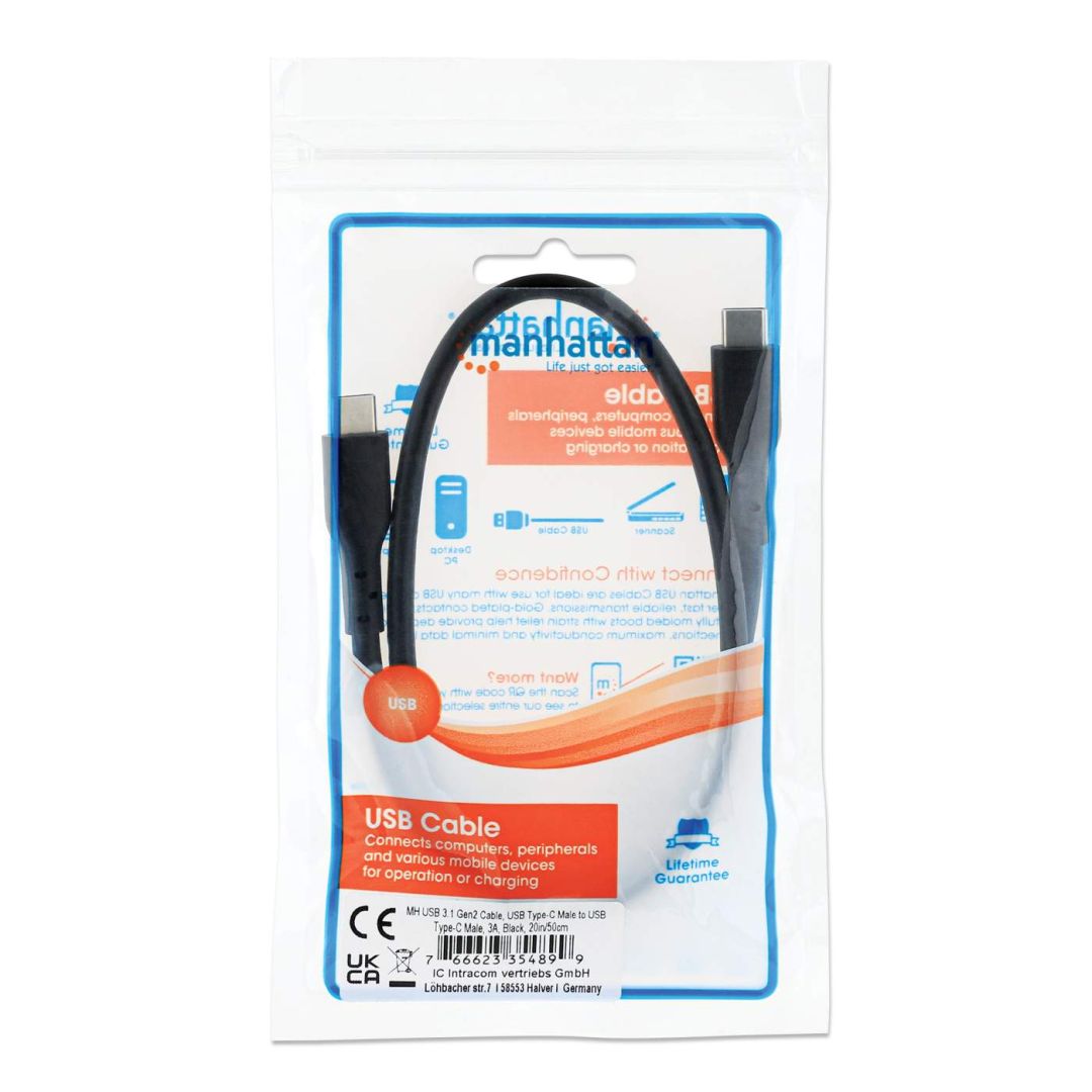 Manhattan USB 3.0 Type-C Device Cable 2m Black