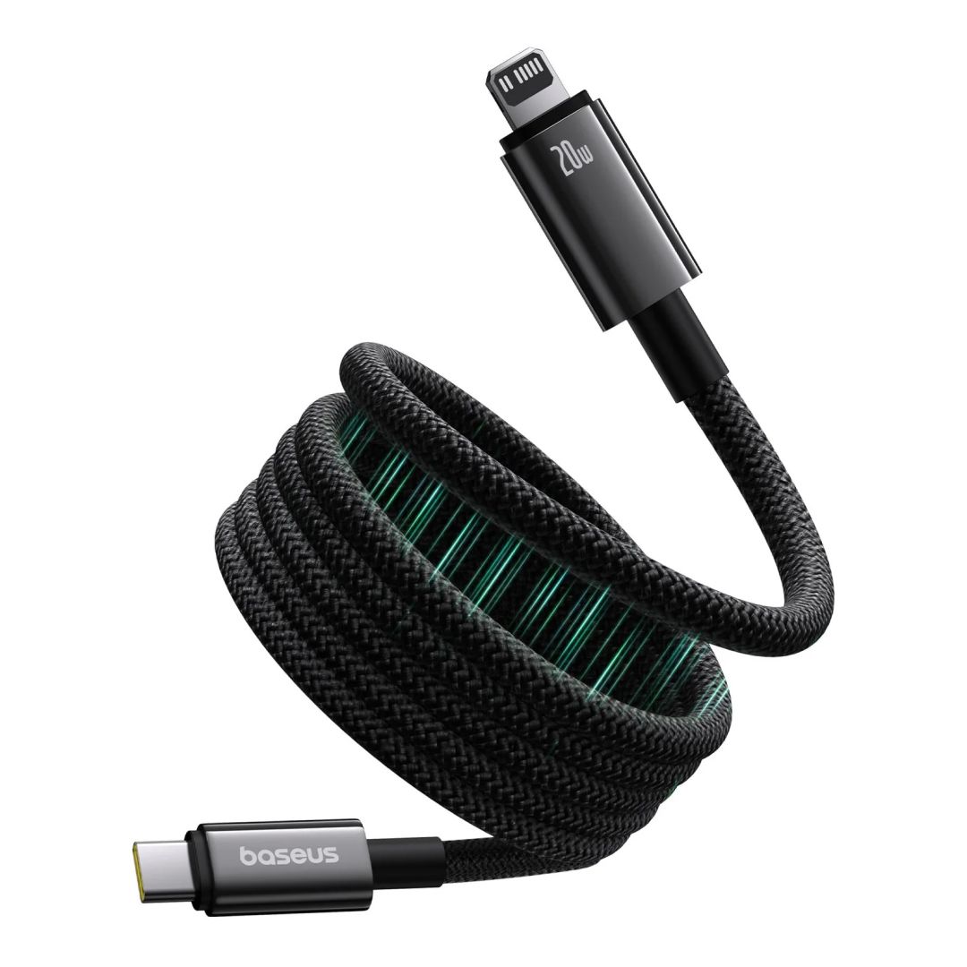 Baseus Tungsten Gold Magnetic Anti-Tangle Type-C to Lightning Cable 1m Black
