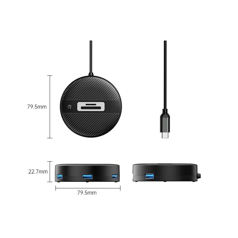 Orico YS5-C3-03-BK-BP 4-portos USB3.0 Type-C HUB with SD/TF port Black