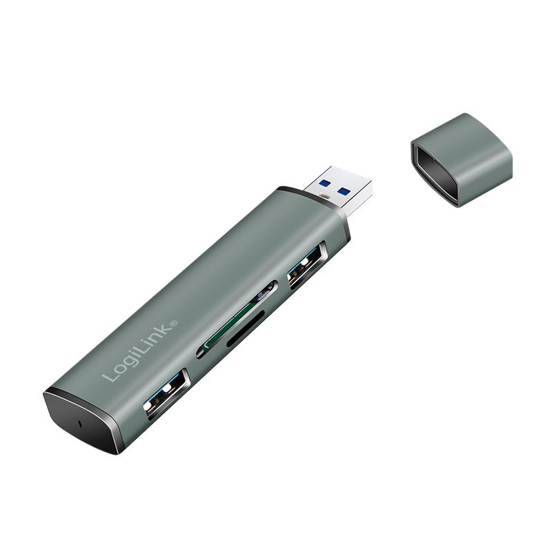 Logilink UA0394 USB 3.2 Gen2 2-port hub with card readers Aluminium