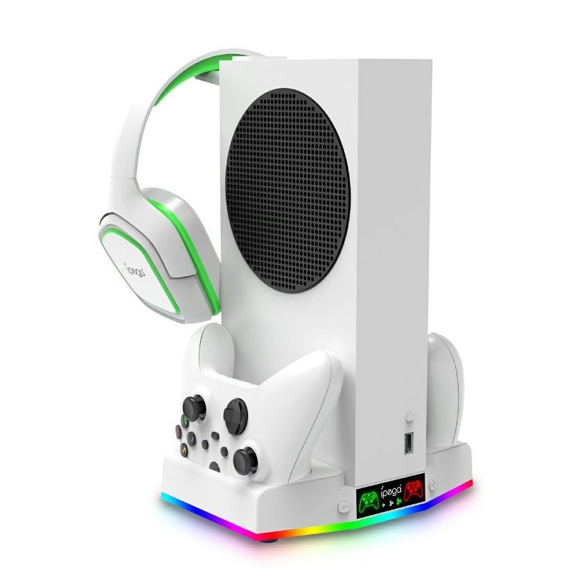 Ipega XBS011S Xbox Series S asztali tartó és hűtő + 2 db akku White