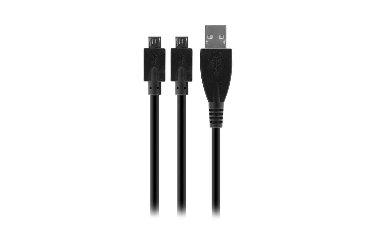 Venom USB 2.0 to 2xMicroUSB Dual Play & charge cable 3m Black