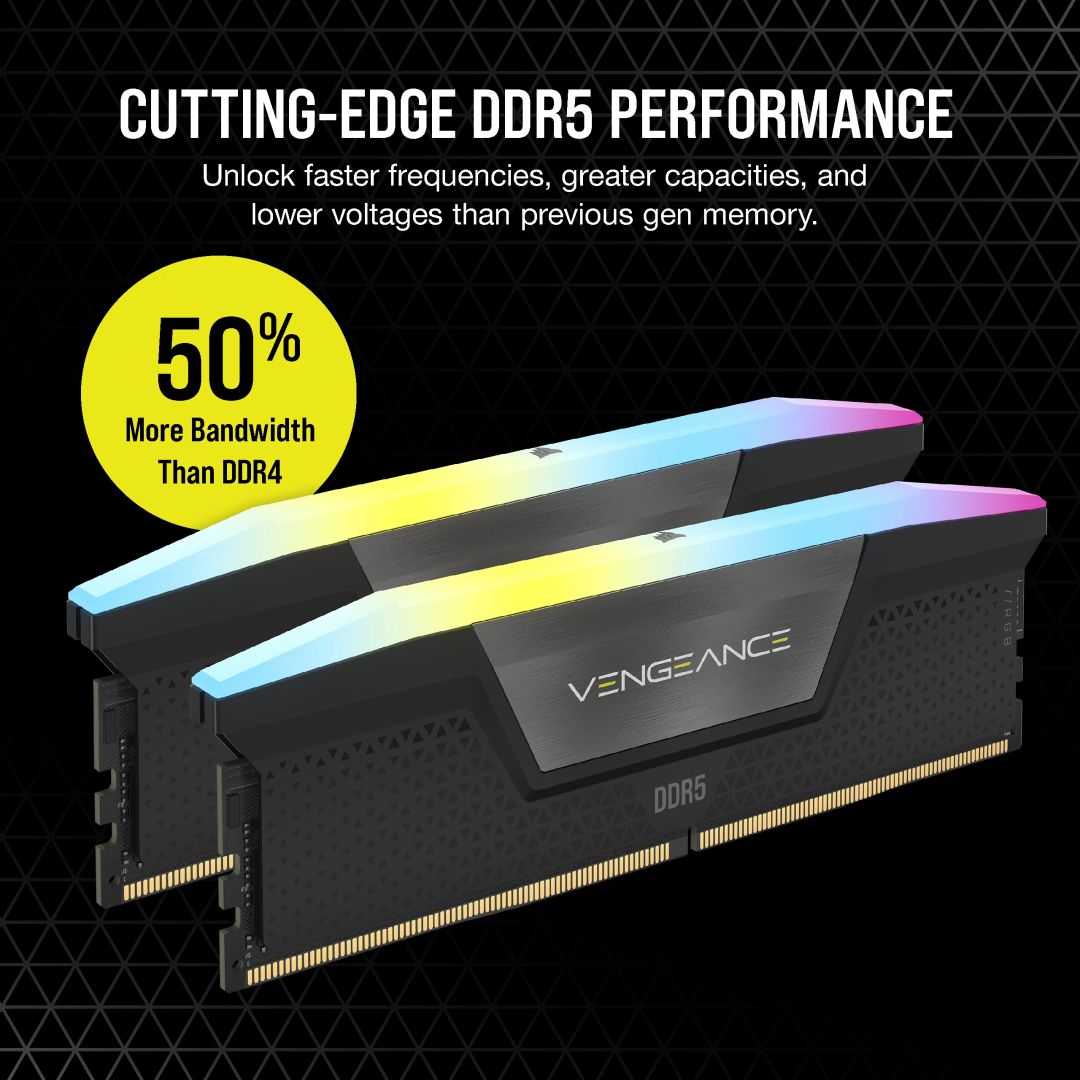 Corsair 32GB DDR5 6200MHz Kit(2x16GB) Vengeance RGB Black