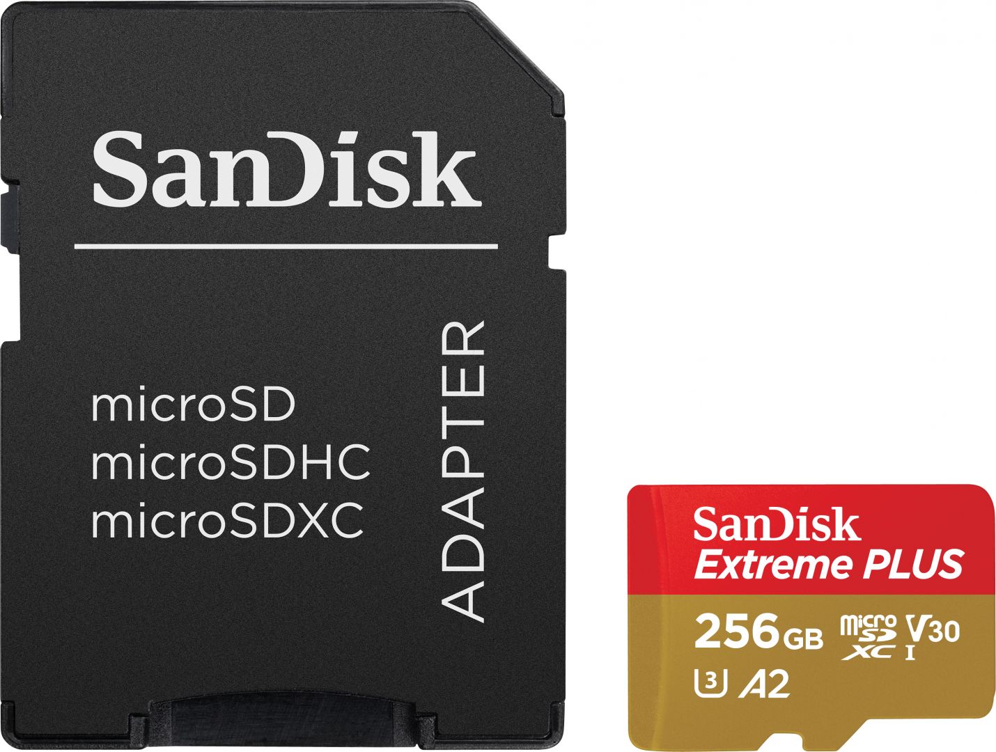 Sandisk 256GB microSDXC Extreme Plus Class 10 U3 A2 C10 V30 + adapterrel