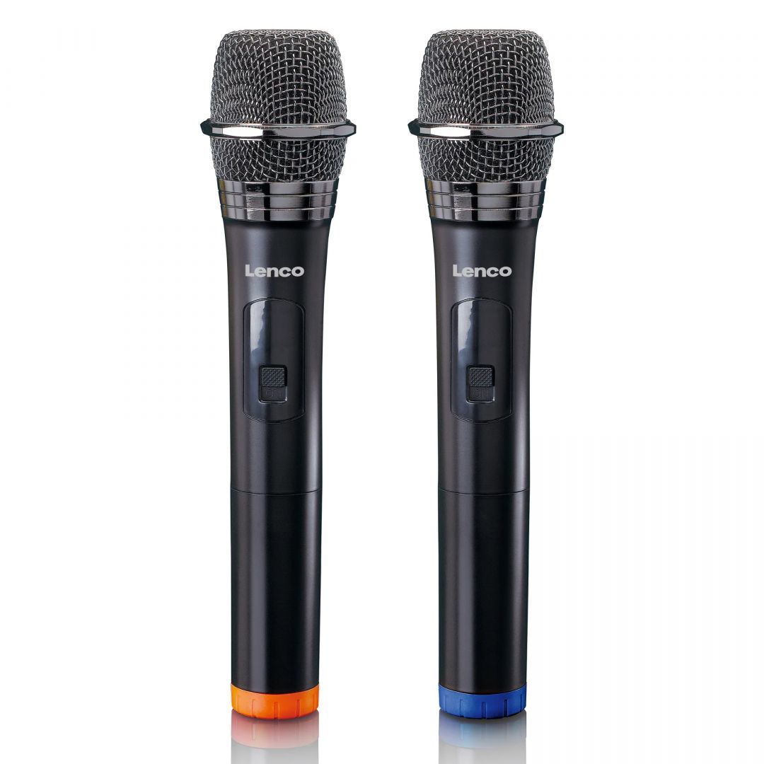 Lenco MCW-020BK Set of 2 wireless microphones with portable battery powered receiver Black