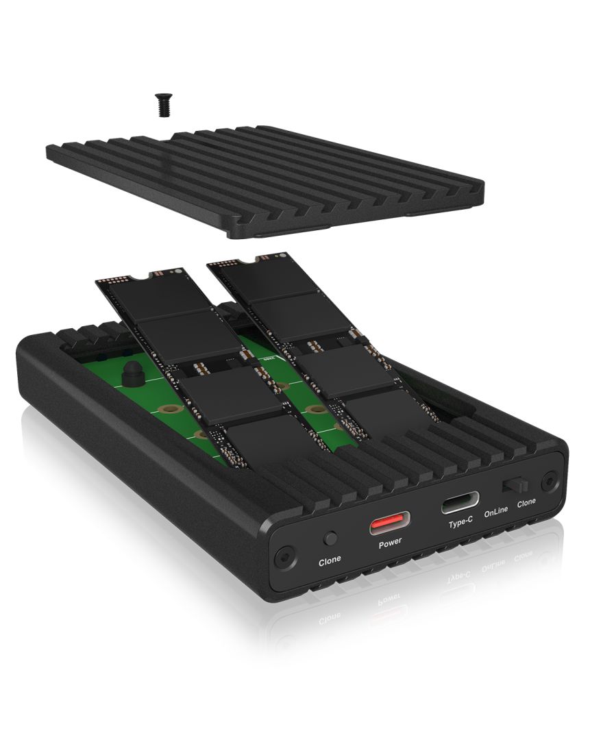 Raidsonic IcyBox IB-2817MCL-C31 Enclosure for two NVMe SSDs with clone function and Type-C or Type-A Black