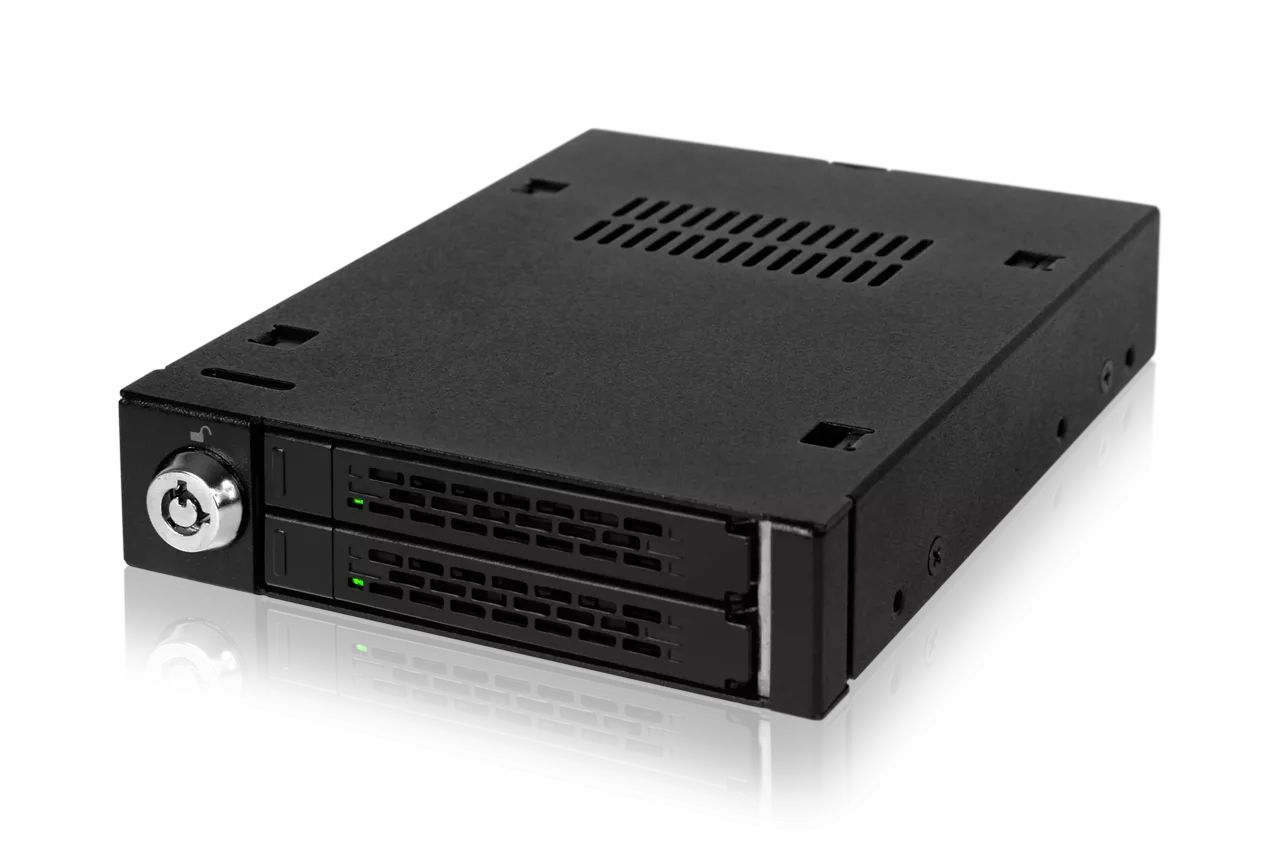 IcyDock ToughArmor MB992SK-B Full Metal 2 Bay 2.5” SATA/SAS HDD & SSD Mobile Rack for External 3.5