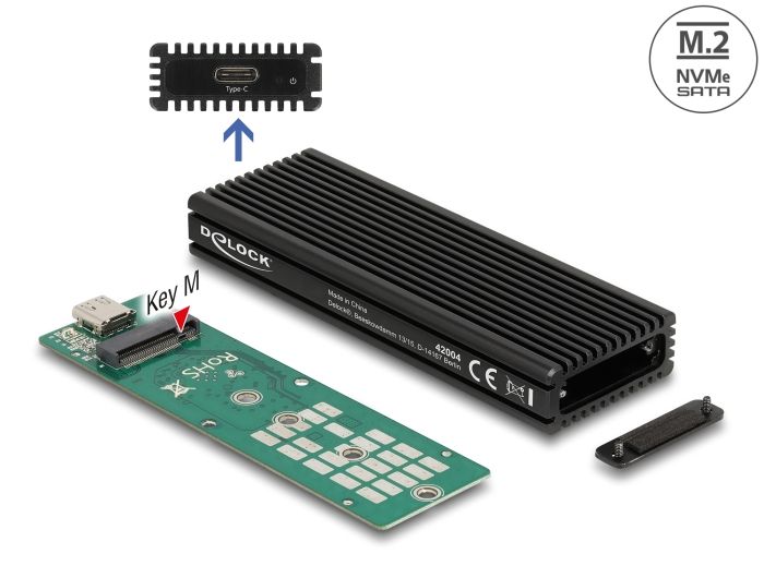 DeLock External USB Type-C Combo Enclosure for M.2 NVMe PCIe or SATA SSD