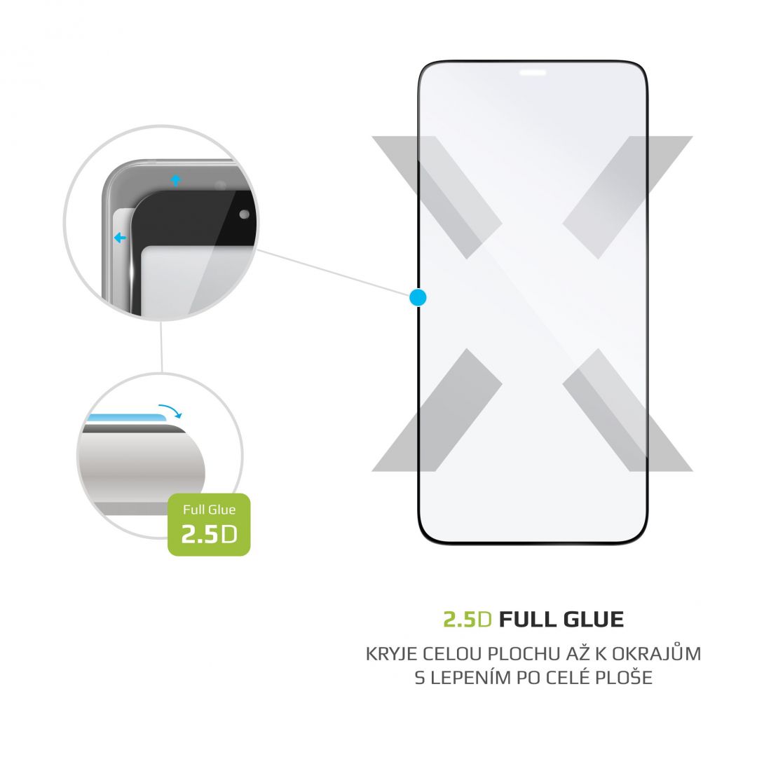 FIXED teljes kijelzős üvegfólia Apple iPhone 12 mini, Fekete