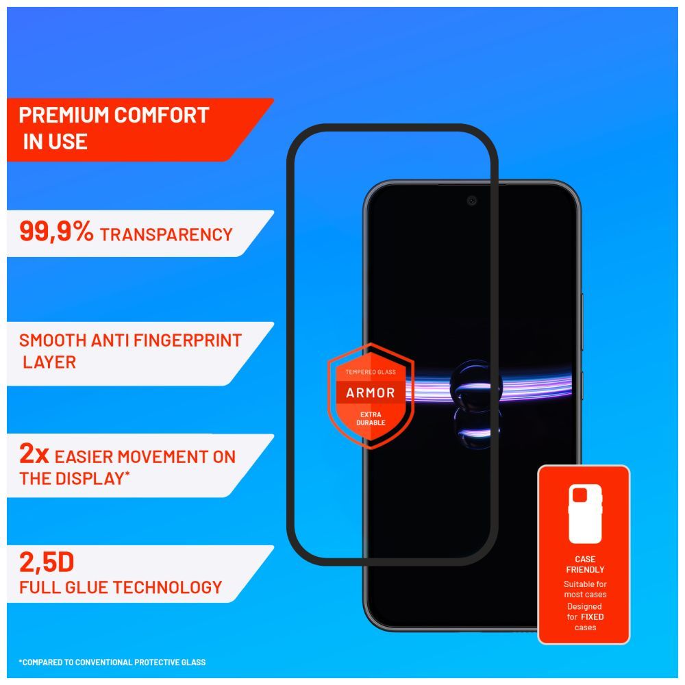 FIXED teljes képernyőt védő 2,5D edzett üveg aplikátorral Samsung Galaxy A54 5G készülékhez, fekete