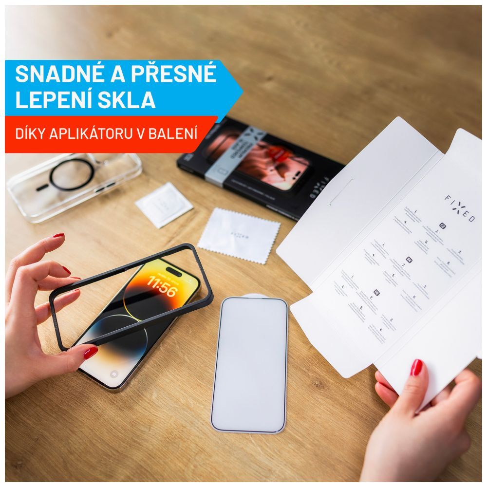 FIXED teljes képernyőt védő 2,5D edzett üveg aplikátorral Samsung Galaxy A54 5G készülékhez, fekete
