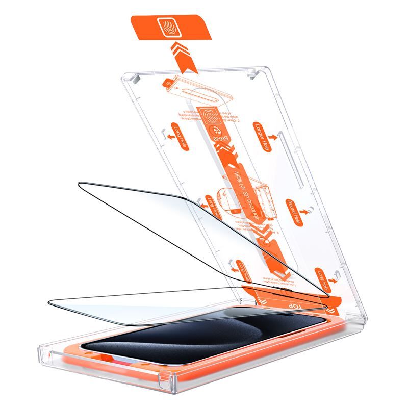Mobile Origin Orange Screen Guard iPhone 15 Plus with easy applicator 2 pack