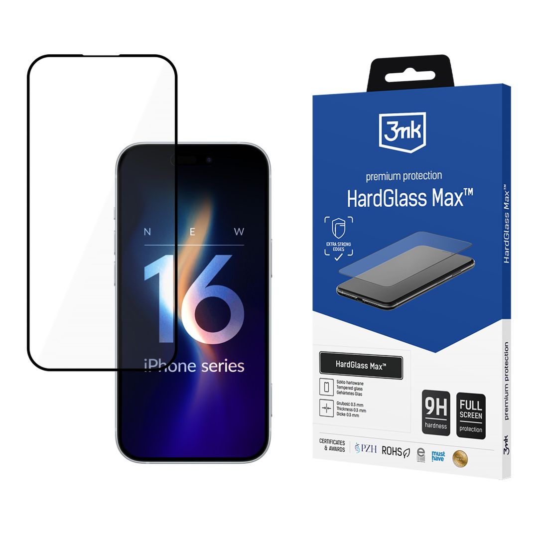 3mk HardGlass Max edzett üvegfólia 9H Fekete Apple iPhone 16 Pro