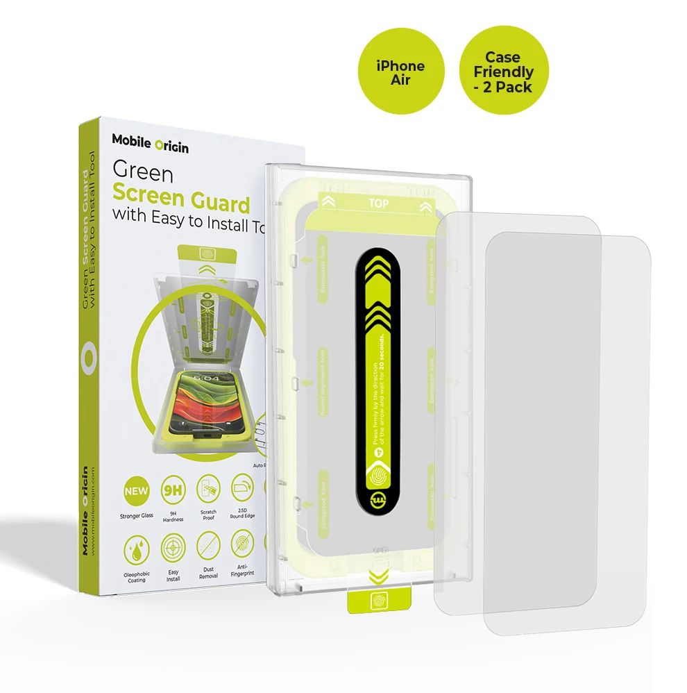 Mobile Origin Screen Guard with easy applicator case friendly for iPhone Air 2Pack