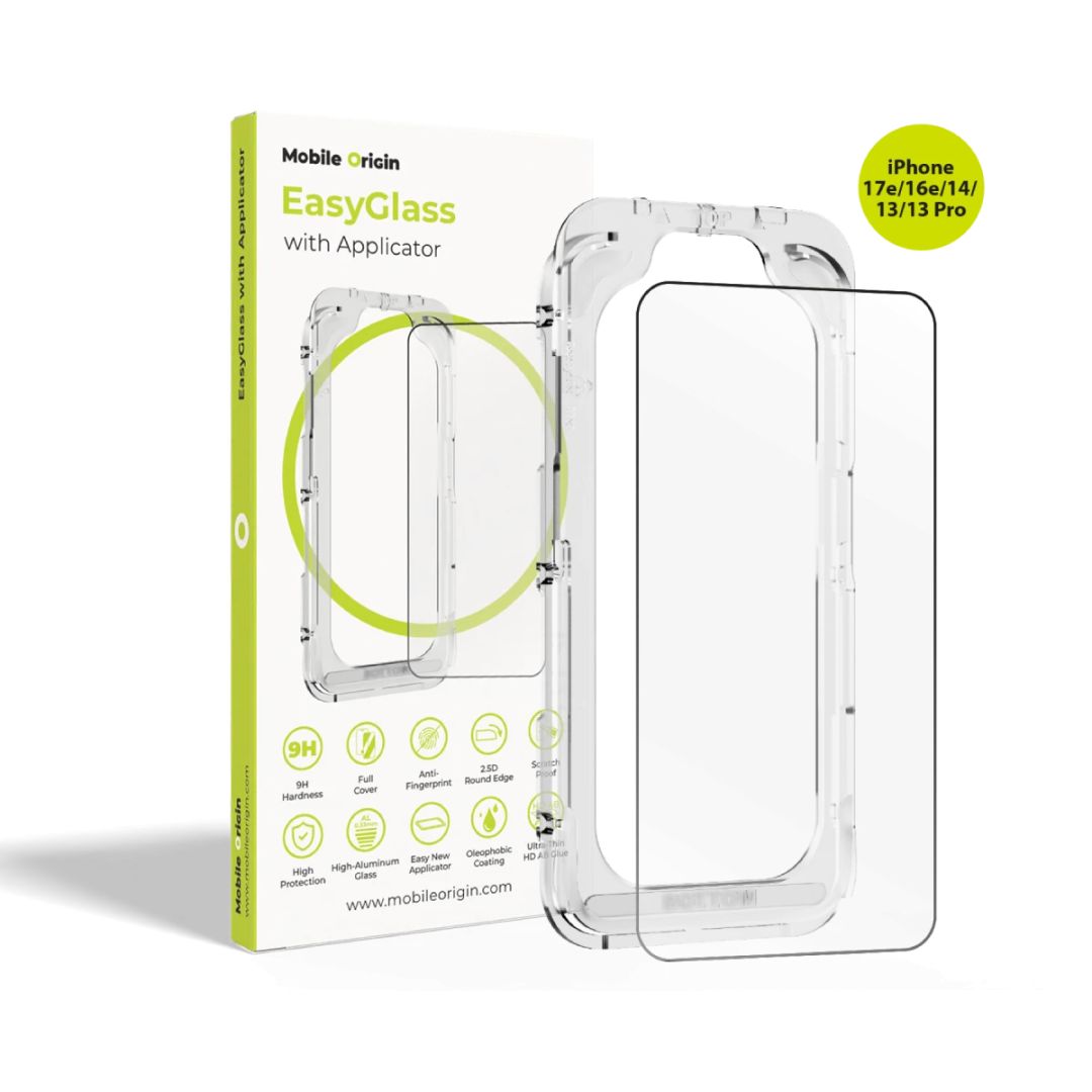 Mobile Origin EasyGlass with Applicator for iPhone 17e/16e/14/13/13 Pro